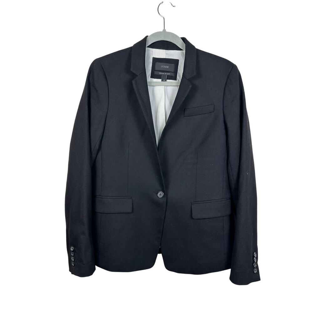 J. Crew Regent Blazer Women Size 10 Black Excellent Wool Single Button Jacket